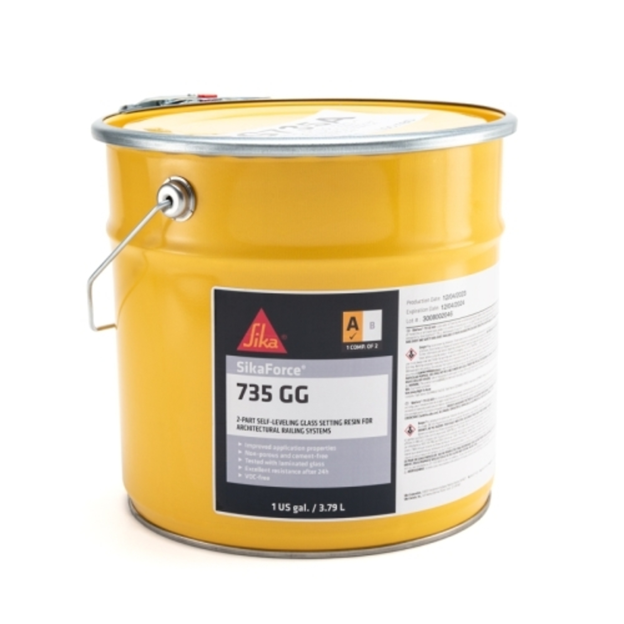SikaForce 735 GG 2-Part, Self-Leveling, PU-Grout, Part A, 4 Gallon Pail